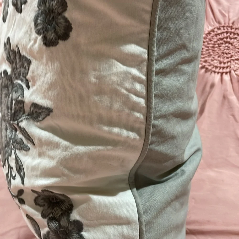 IKEA Floral Embroidered Decorative Bird Throw Pillow